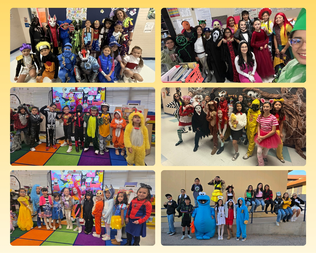 Photo collage of EKIS Halloween group pictures.