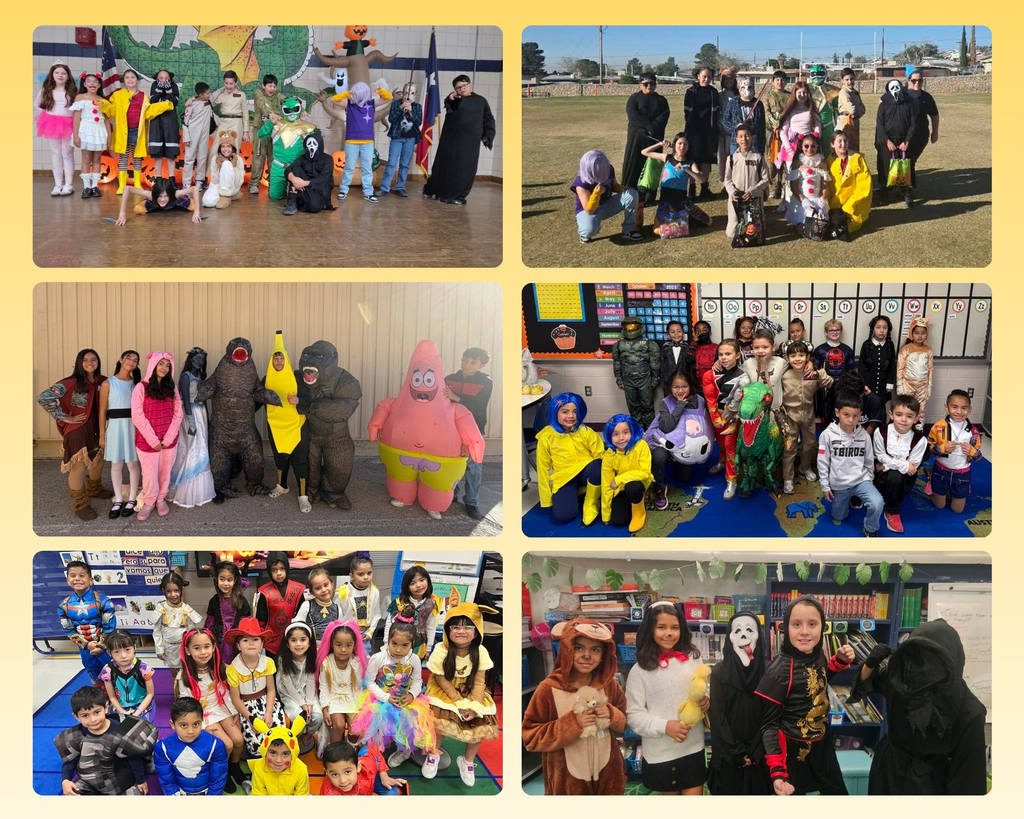 Photo collage of EKIS Halloween group pictures.