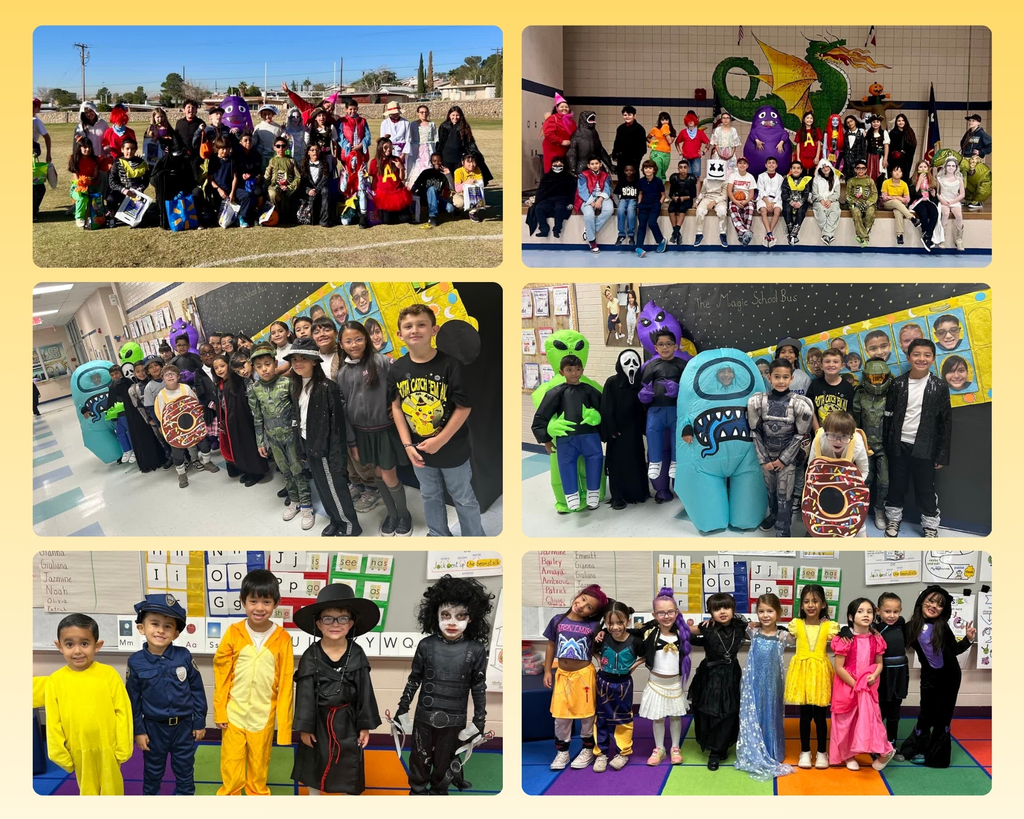 Photo collage of EKIS Halloween group pictures.