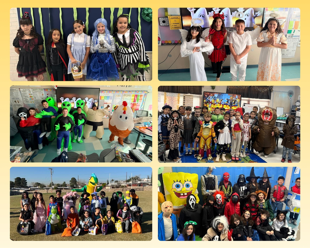 Photo collage of EKIS Halloween group pictures.