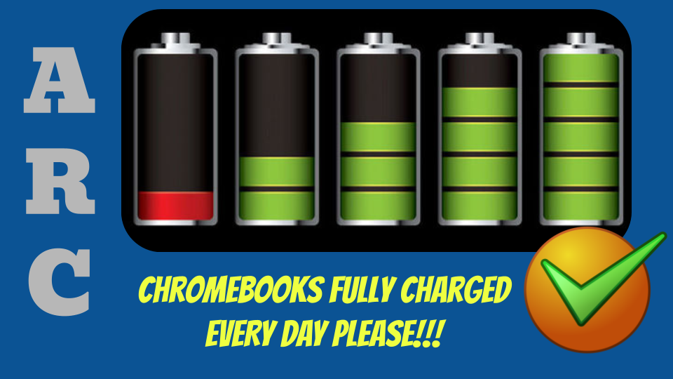 Chromebooks fully charged every day please