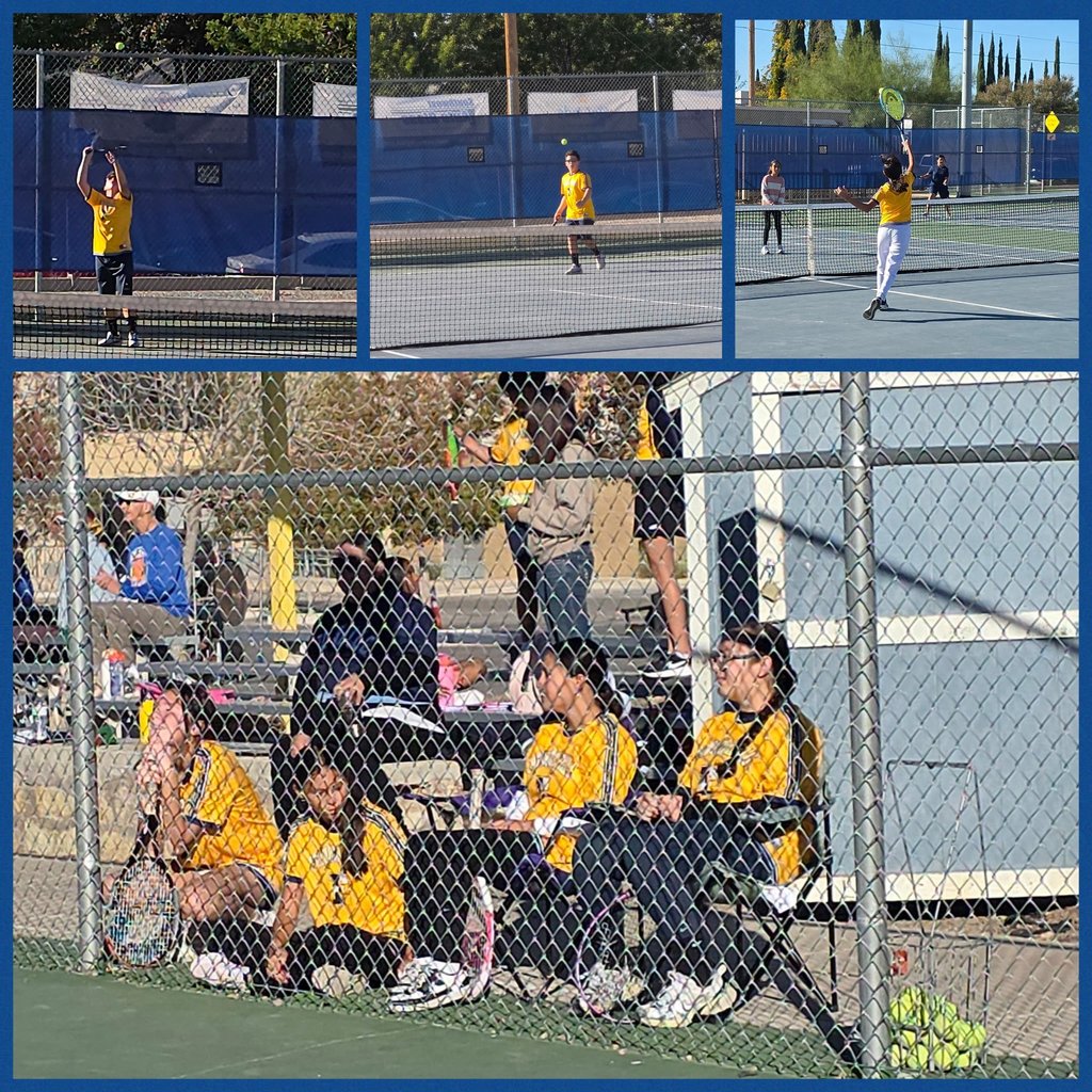 Photo collage of EKIS tennis players at a tennis tournament.