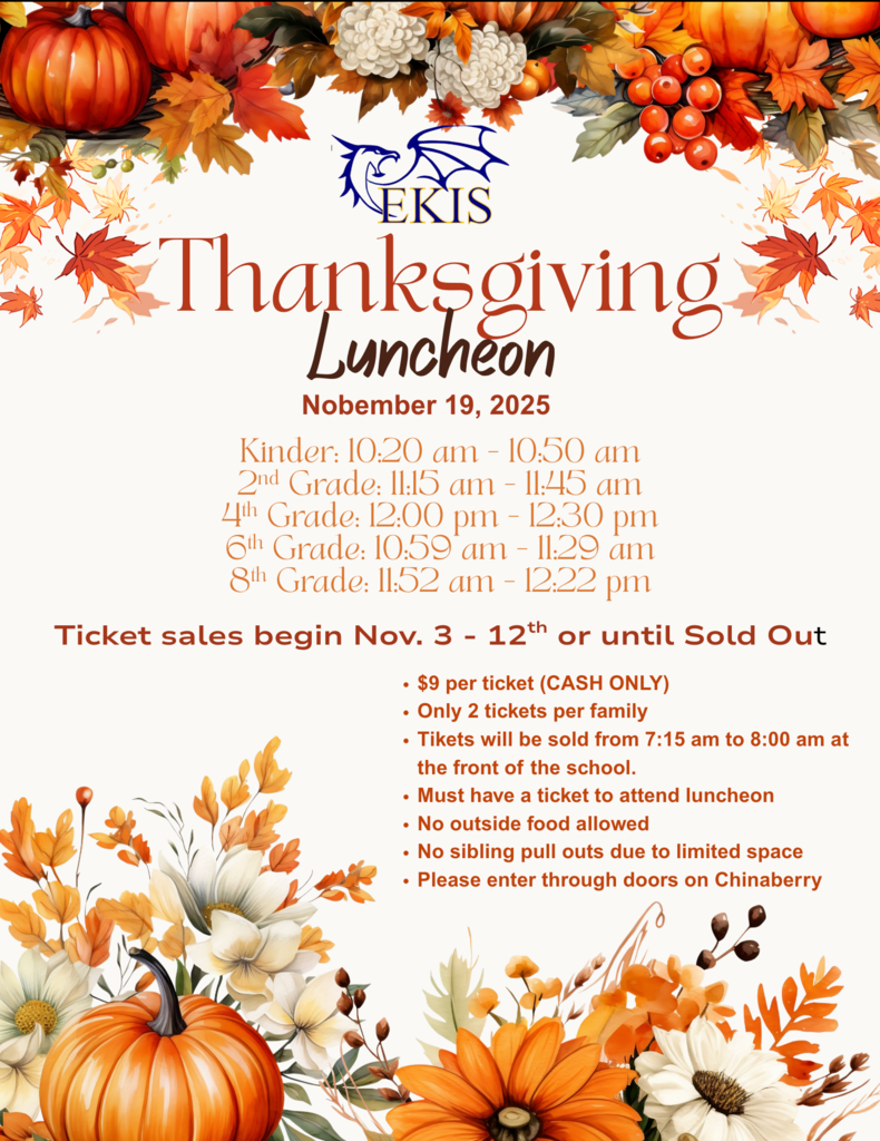Flyer for the EKIS Thanksgiving lunch.