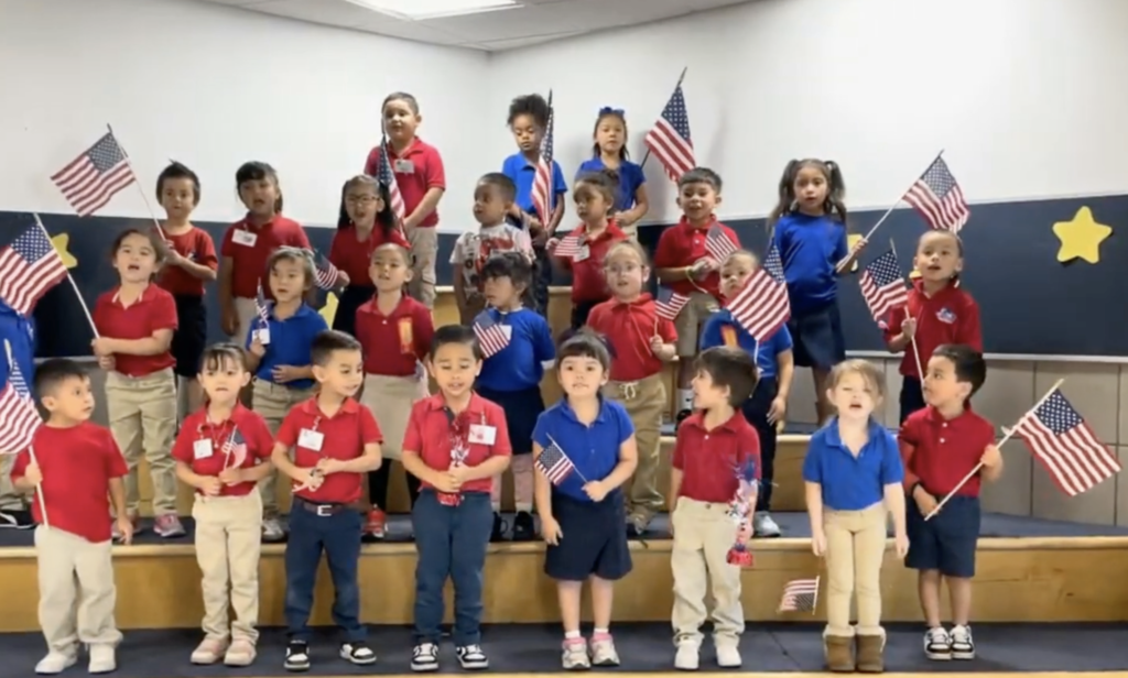 Pre K students thanking Veterans