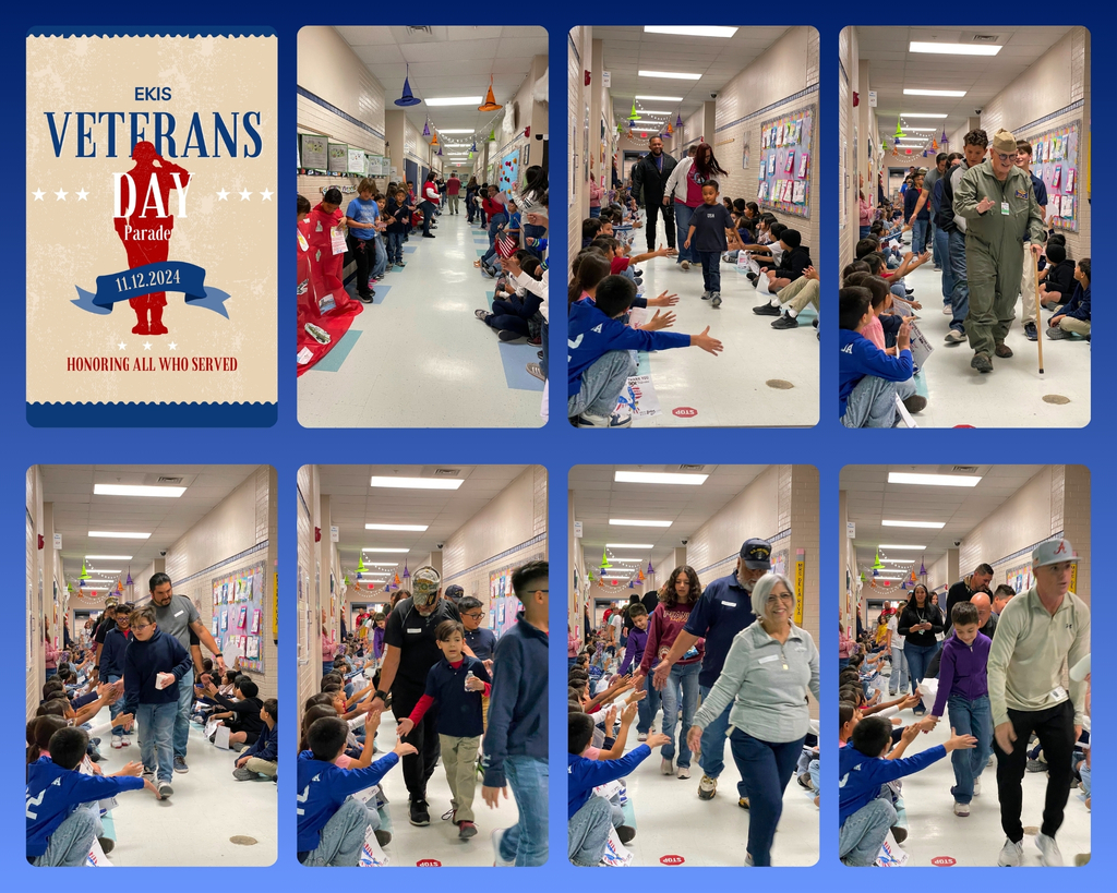 Photo collage of the EKIS Veteran's Day parade.