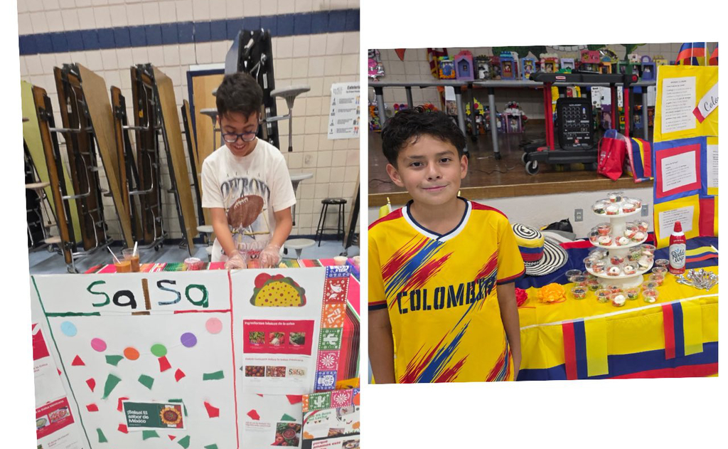 Photo collage with EKIS students celebrating Hispanic Heritage culture.