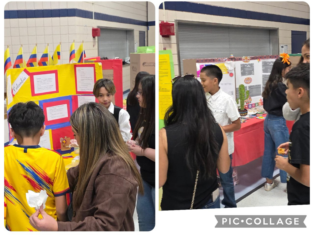 Photo collage with EKIS students celebrating Hispanic Heritage culture.