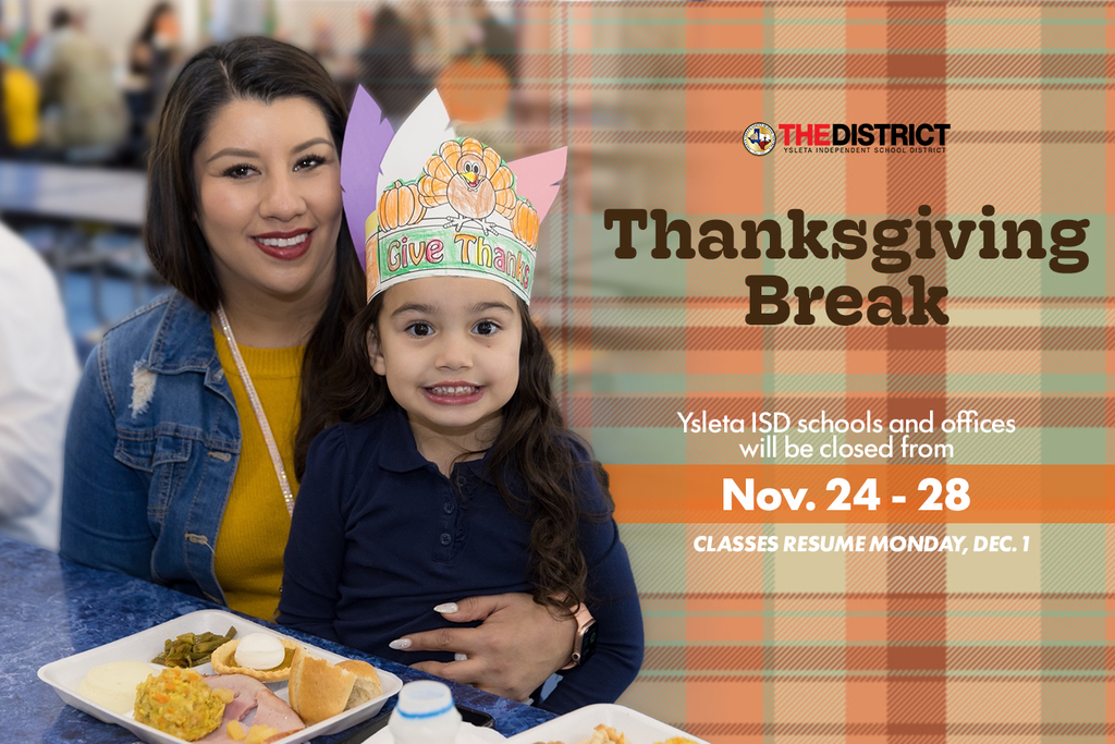 Announcement for the 2025 Thanksgiving Break from November 24 through 28.