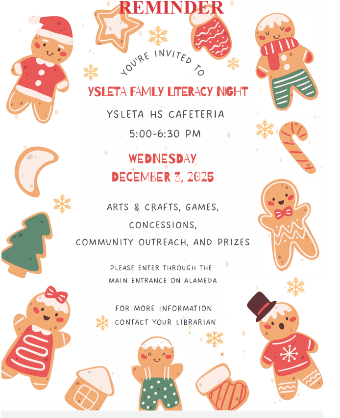 flyer for Ysleta Fam Lit Night