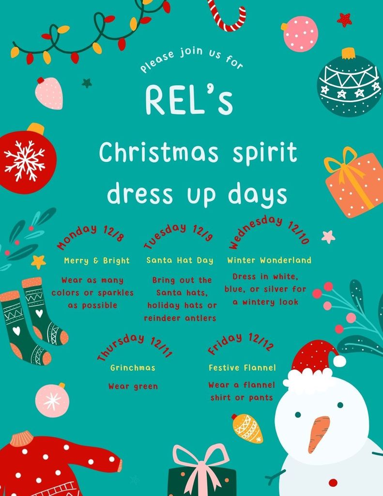 Week 2 of Christmas Spirit Days flyer