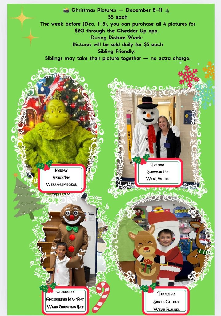 Flyer for holiday pictures the week of December 8, at EKIS.