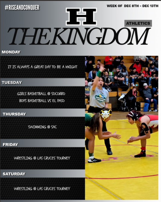 Hanks Athletics Schedule for Week of December 8 - December 13