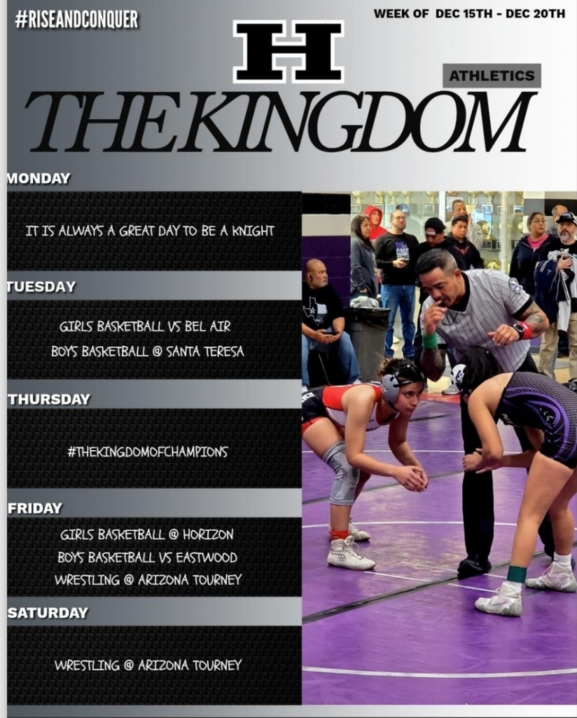The Kingdom Athletics Schedule December 15 - 20