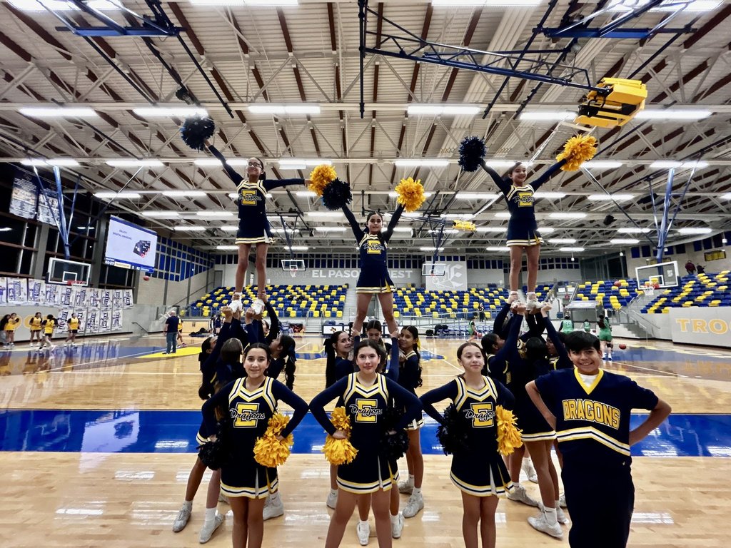 EKIS Cheerleaders at a basketball game.