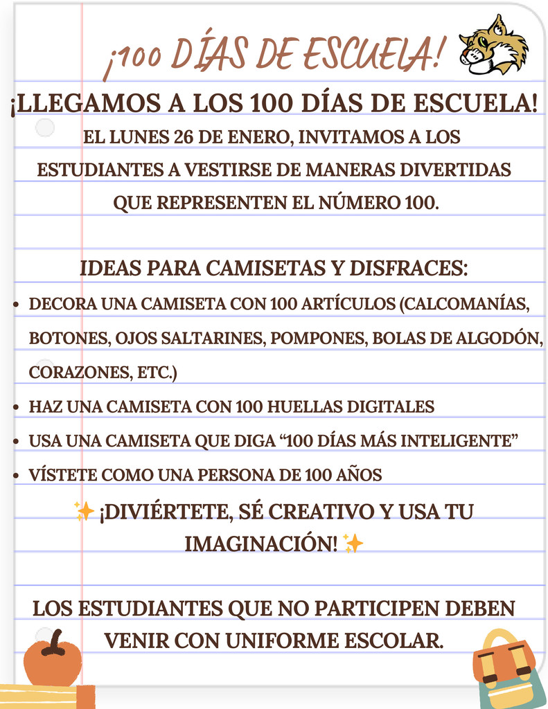 100 days of School Flyer in Spanish