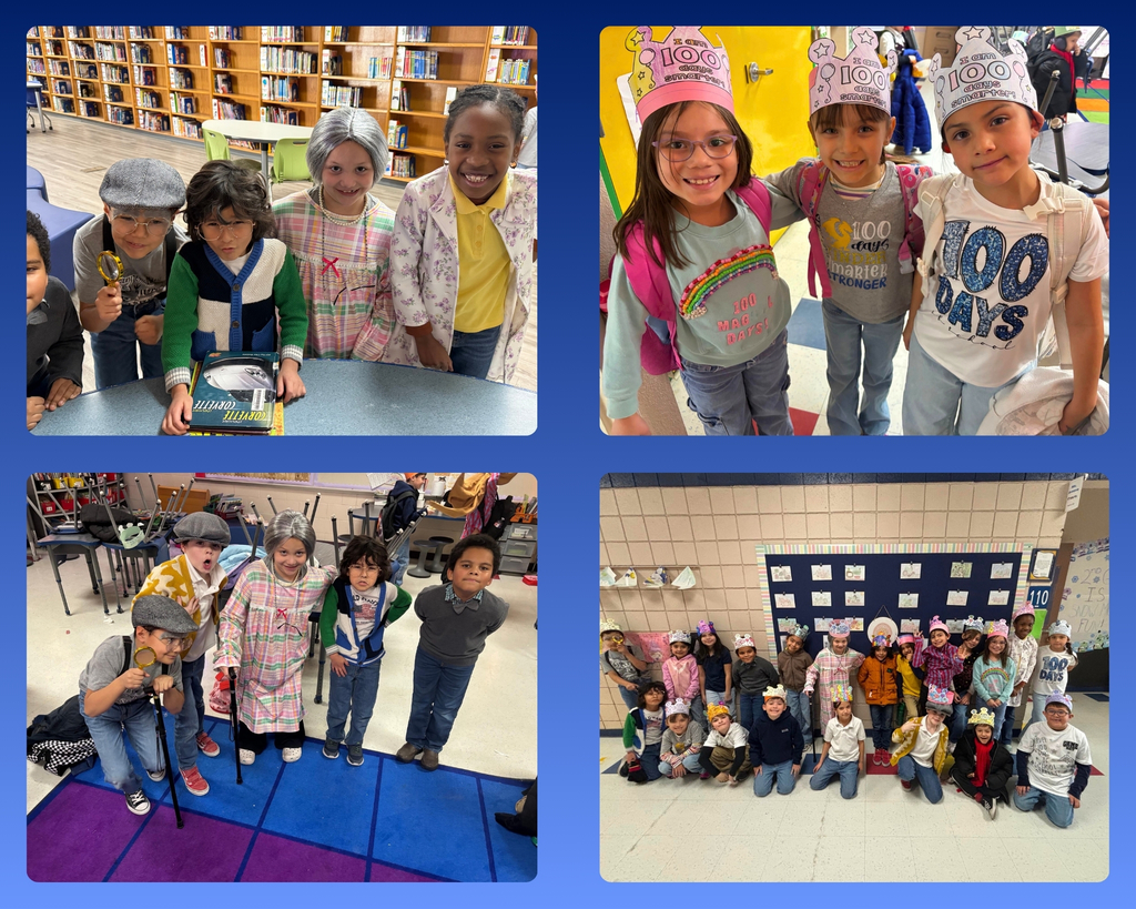 Photo collage of EKIS faculty and students celebrating 100 days of school.