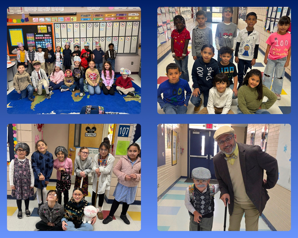 Photo collage of EKIS faculty and students celebrating 100 days of school.