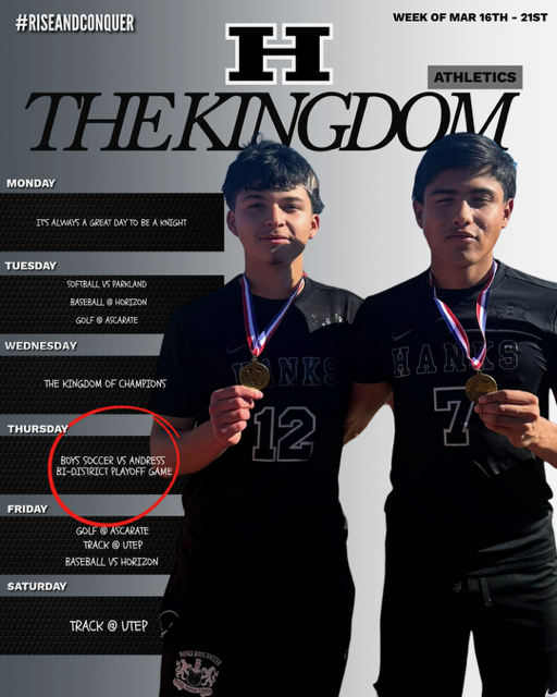 The Kingdom Athletics Schedule March 14 - 19