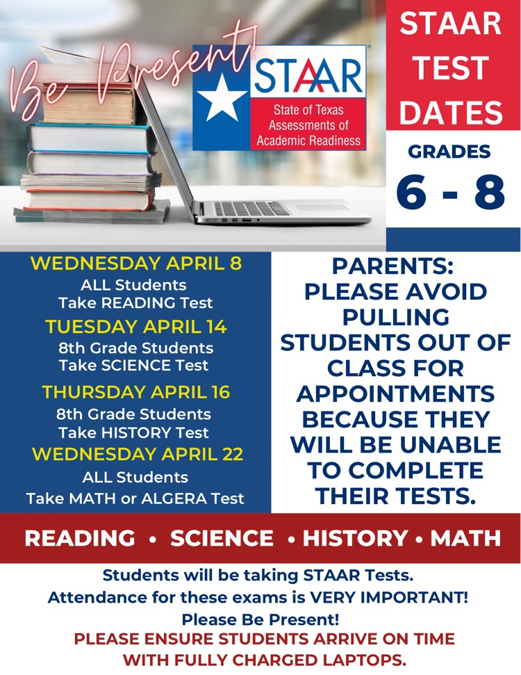 STAAR Testing Schedule for YMS