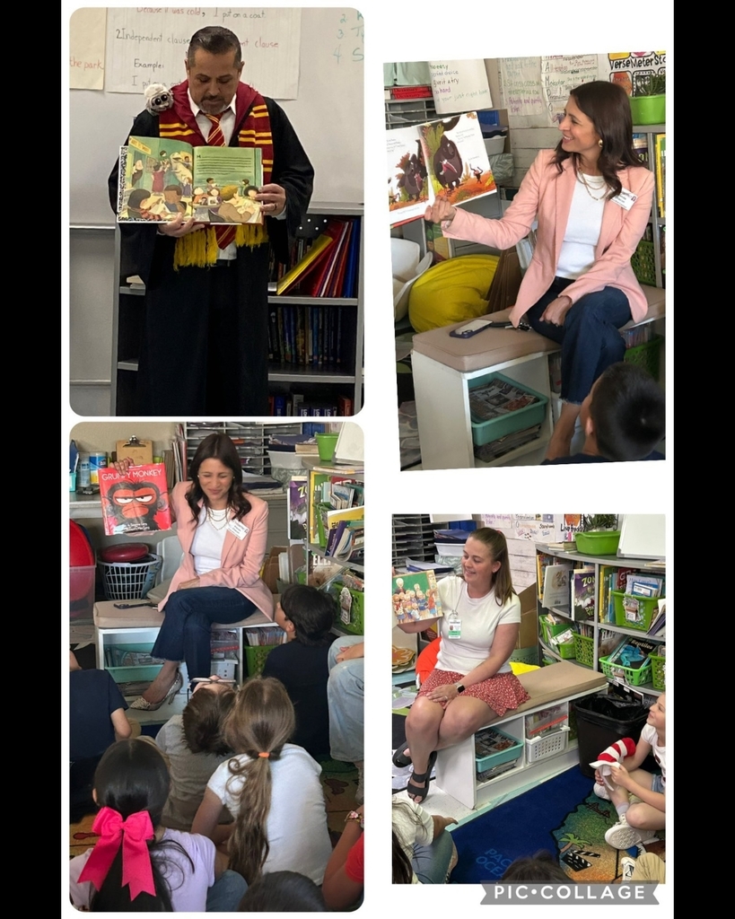 Photo collage of EKIS guests reading to classes.