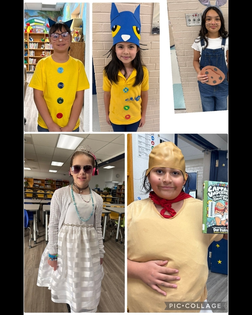 Photo collage of EKIS students dressed as their favorite book characters.