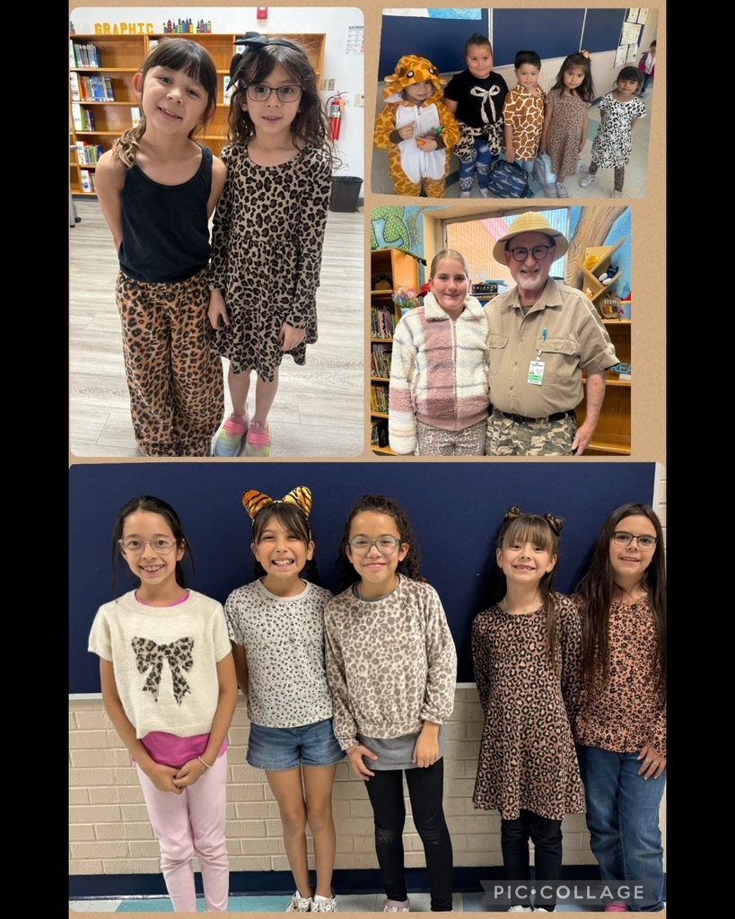 Photo collage of EKIS students dressed in animal prints.