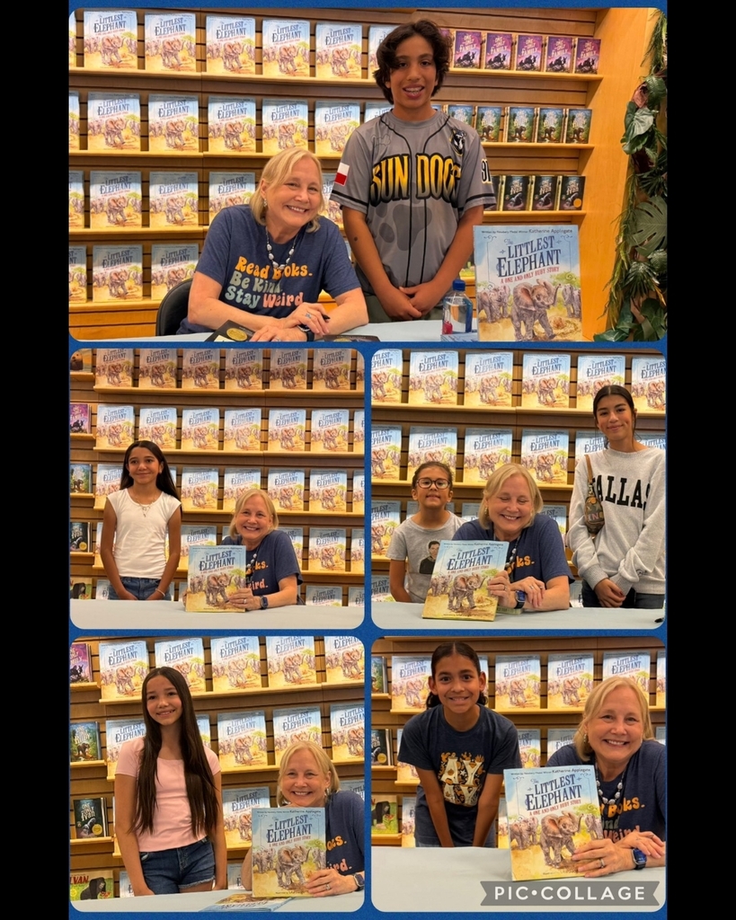 Photo collage of EKIS students at a book signing event.