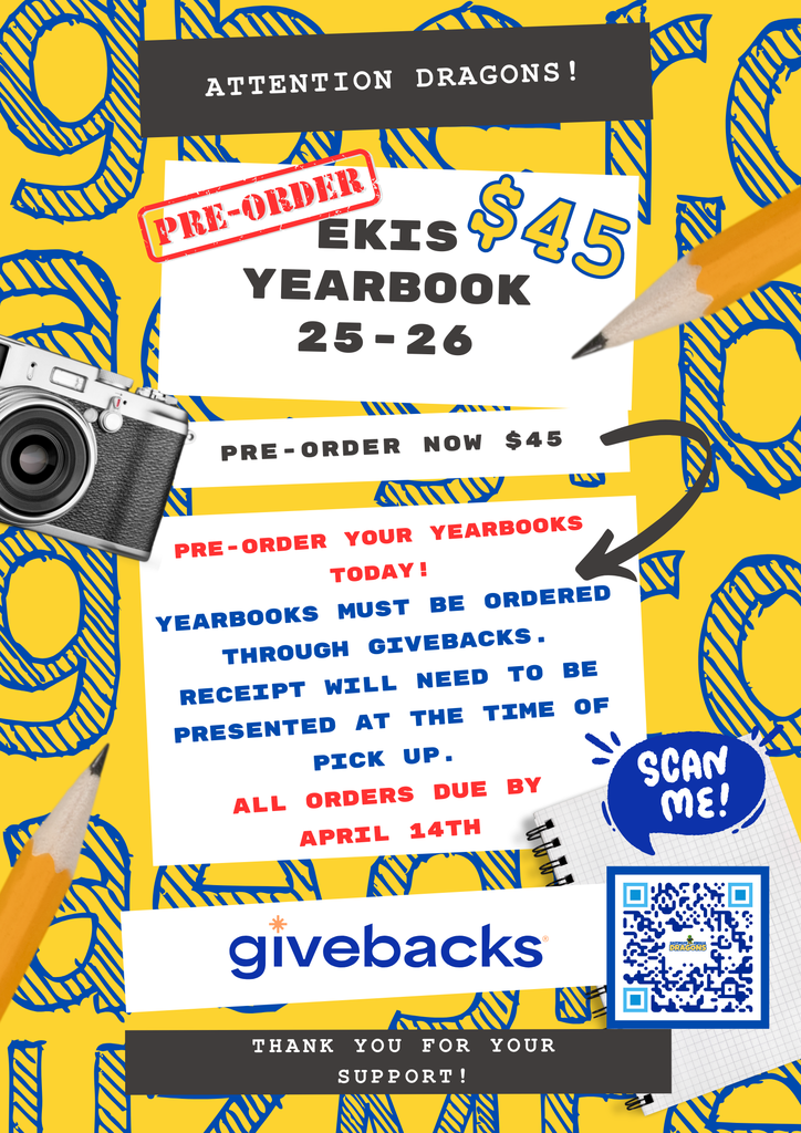 Flyer promoting the sale of the EKIS 2025-2026 Yearbook.