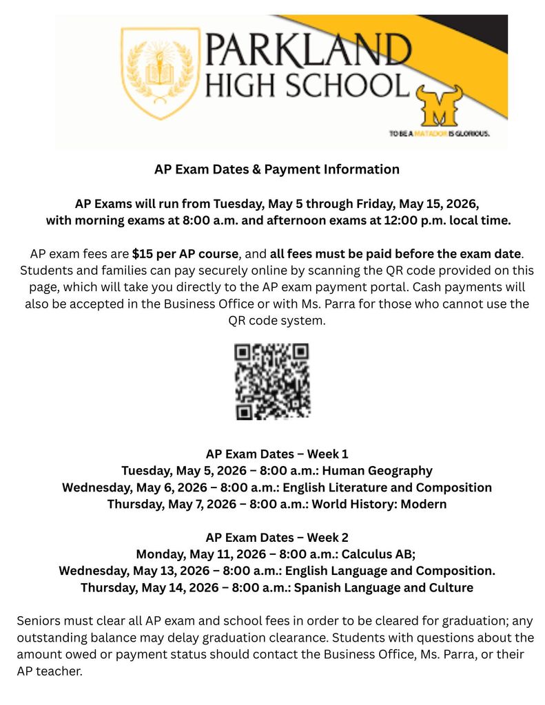 AP Exam Dates & Payment Information