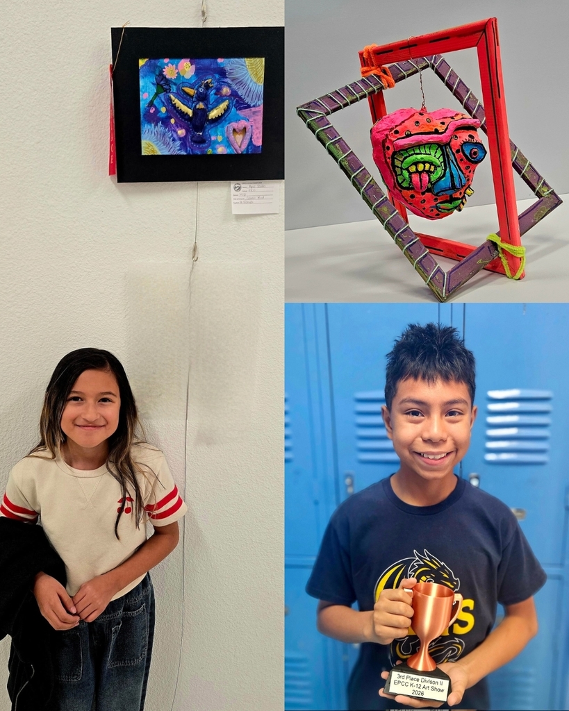 Photo collage of EKIS students receiving Art awards.
