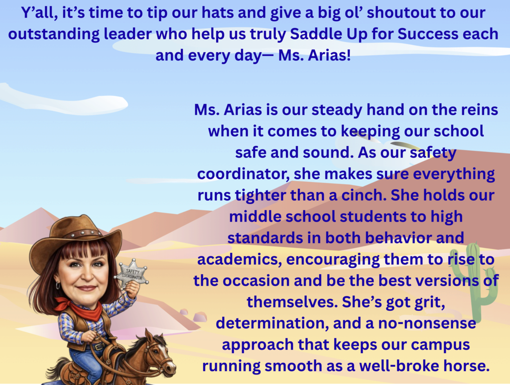 Image celebrating Ms. Arias.