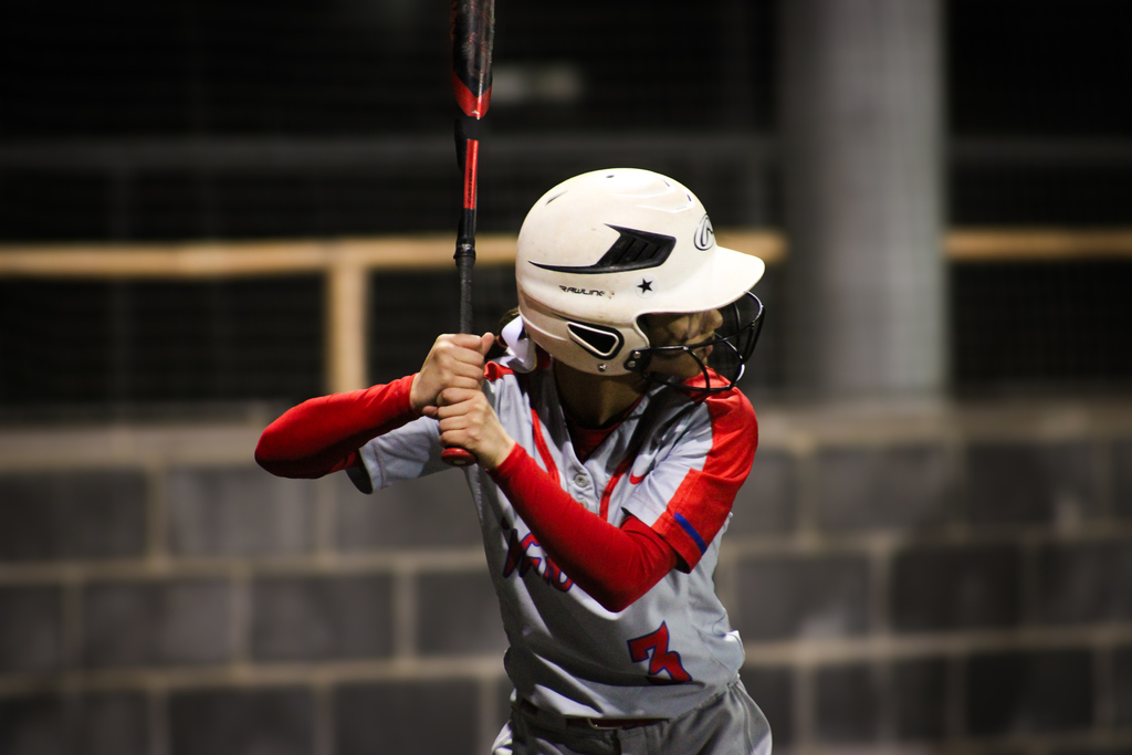 8th Grade Girl Softball player in the batters box