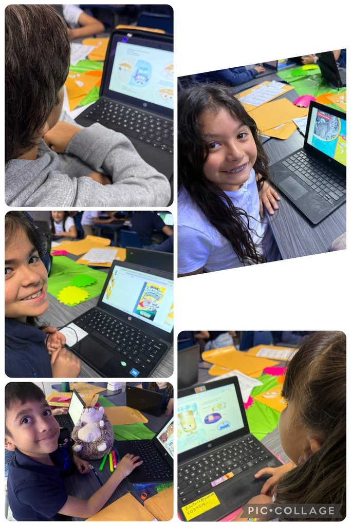 Photo collage of EKIS 3rd graders reading.