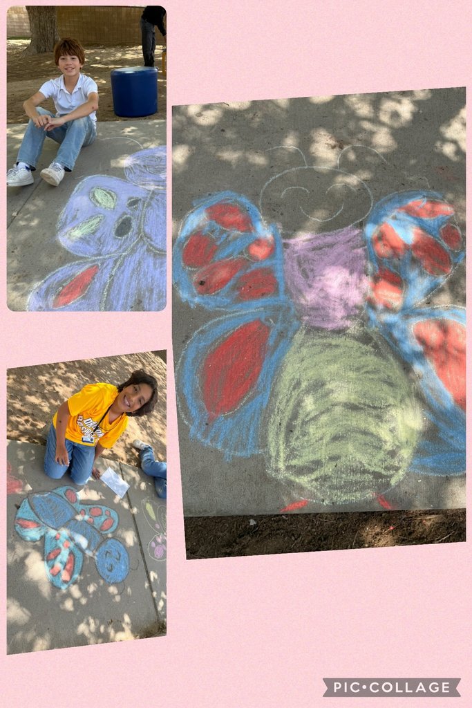 Photo collage of EKIS 7th grade students illustrating a character from a book.