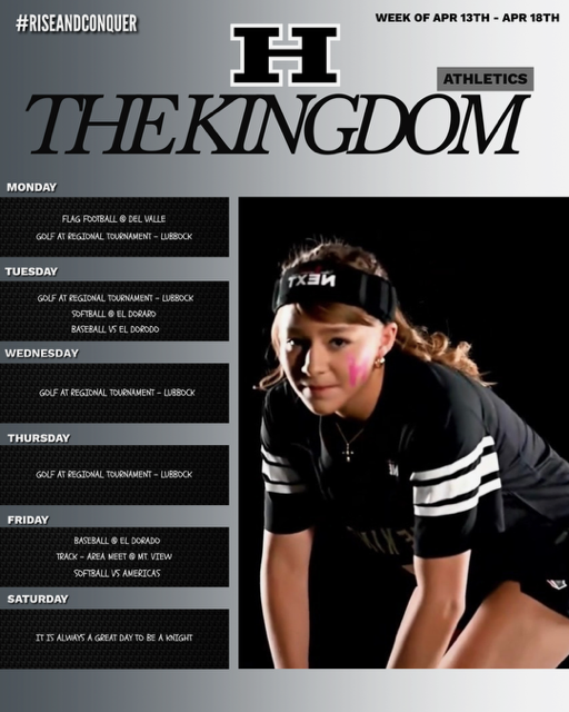 The Kingdom Athletics Schedule April 13 - 18