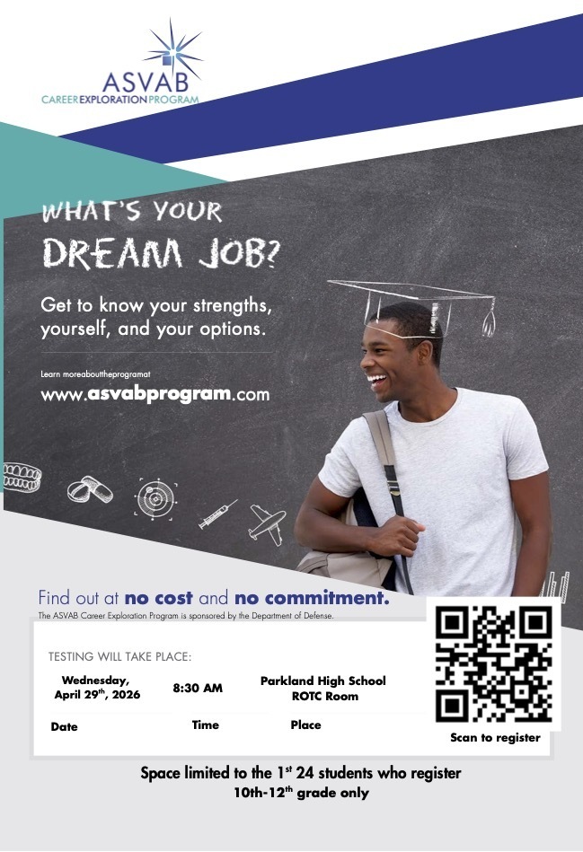 ASVAB Testing Opportunity at Parkland High School on April 29th