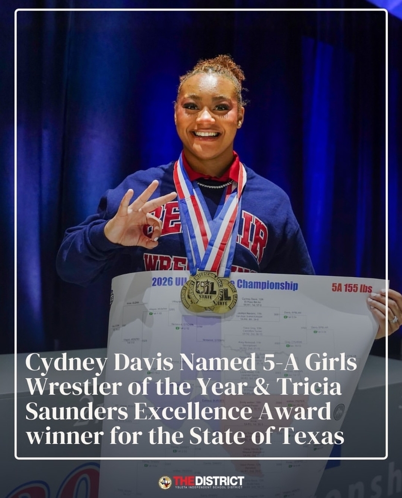 Not only was she named 5A Girls Wrestler of the Year, she is also the recipient of the Tricia Saunders Excellence Award for the state of Texas!  Let's hear it for Bel Air's own, Cydney Davis!!!  Congratulations!🎉 
#bigredpride 