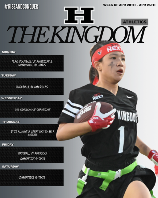 The Kingdom Athletics Schedule April 20 - 25