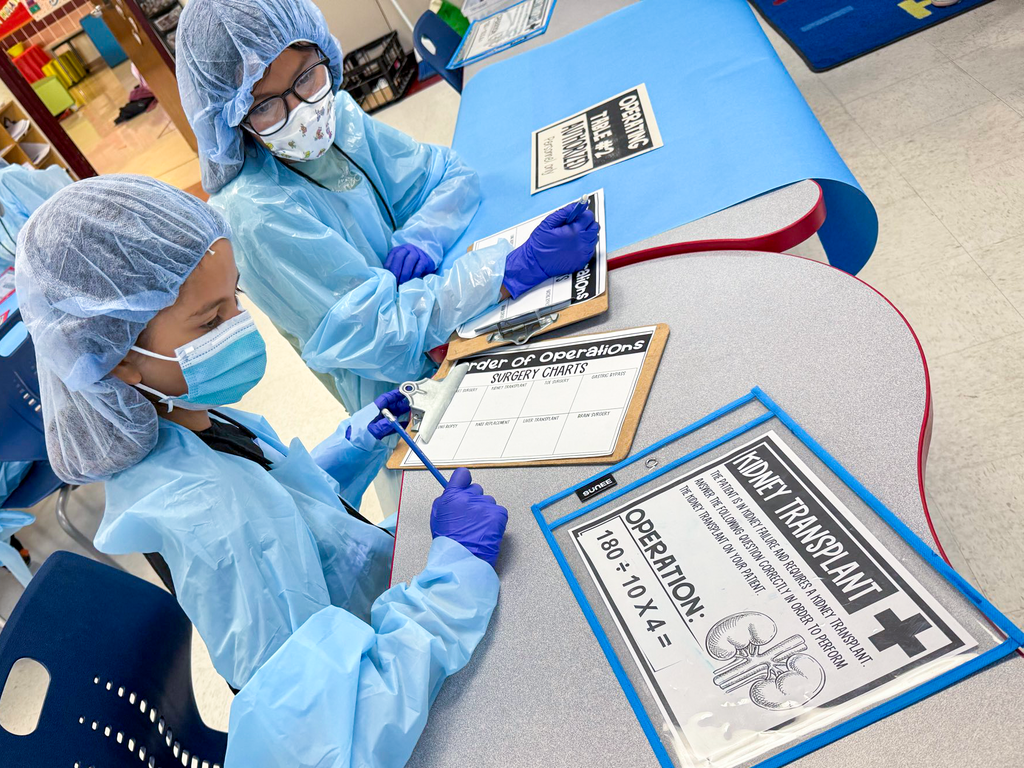 Ysleta ES Warriors use their Surgery Charts to track their Order of Operations in math class.