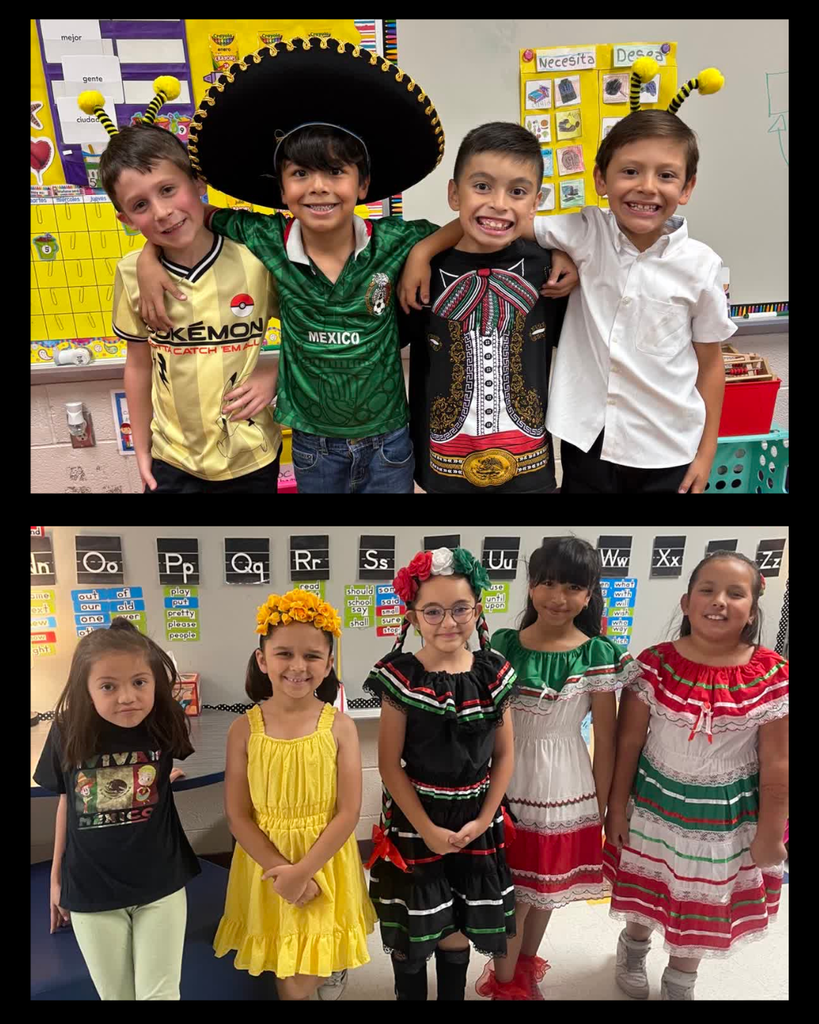 Photo collage of EKIS students celebrating cinco de mayo.