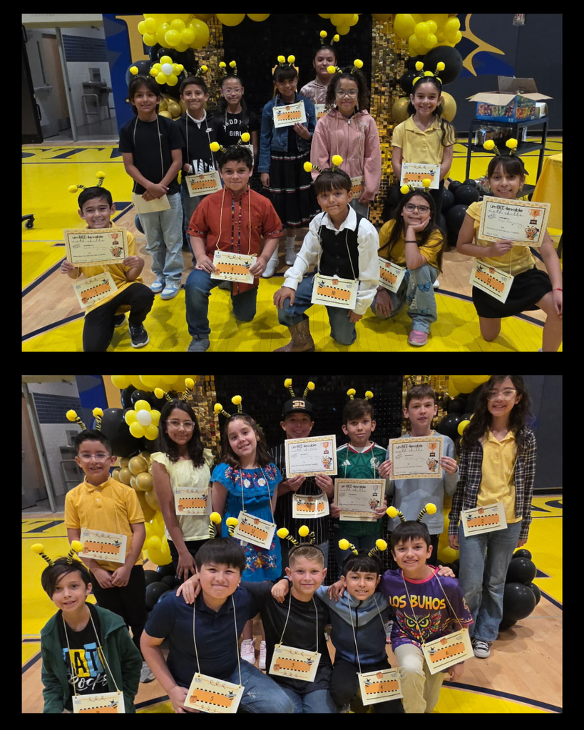 Photo collage of Eastwood Knolls elementary students participating in the campus Math Bee competition grouped together for the grade level photo.