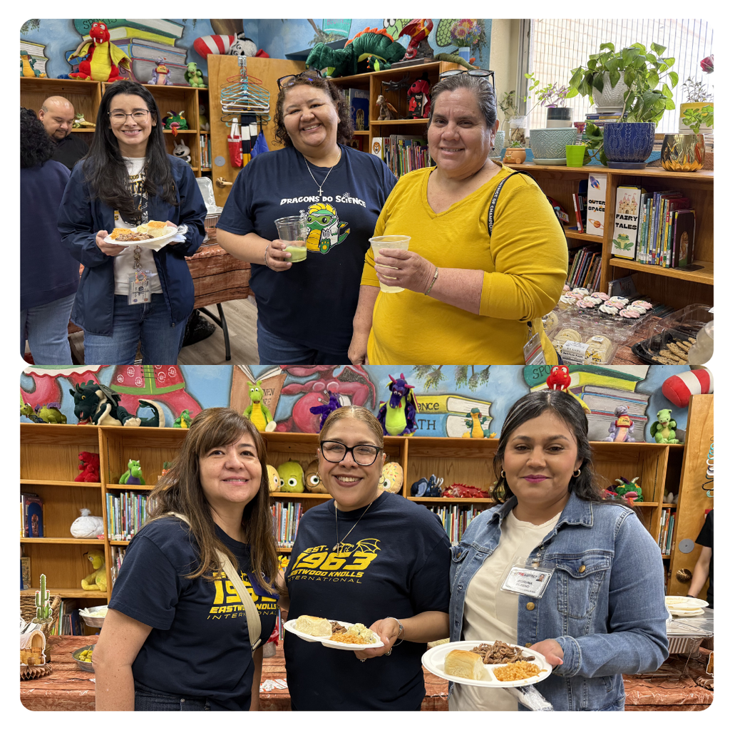 Photo collage of Eastwood Knolls teachers being recognized for their hard work by treating them to a great lunch.