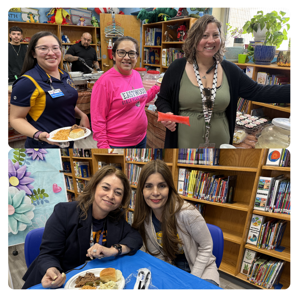 Photo collage of Eastwood Knolls teachers being recognized for their hard work by treating them to a great lunch.
