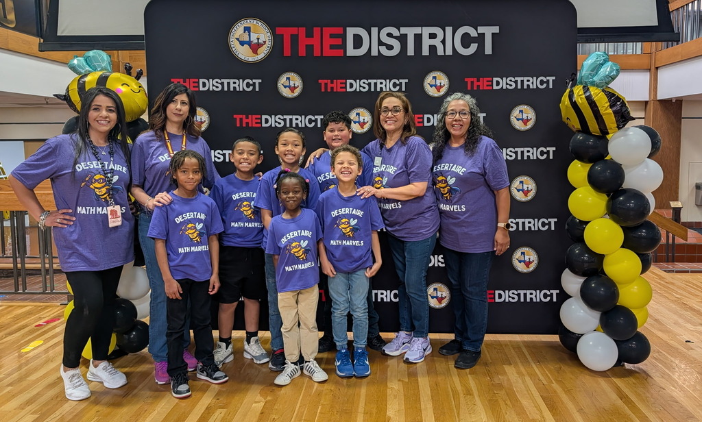 Desertaire teachers and students posing at the Math Bee competition