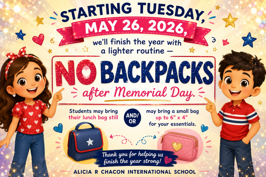 No backpacks needed this week