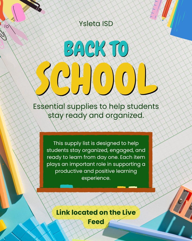 School supply flyer for MS: indicating link is posted within live feed text.