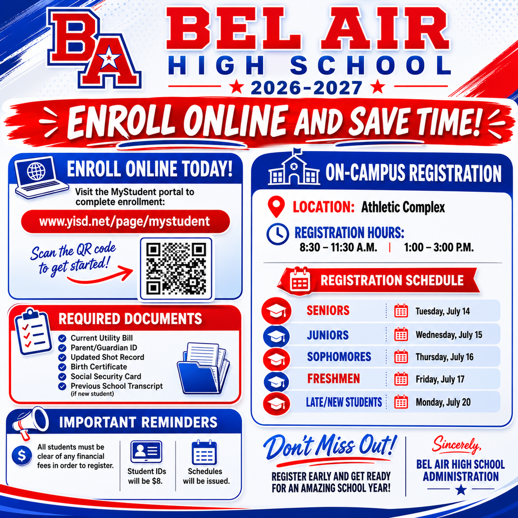 REMINDER!  On campus registration begins tomorrow, Tuesday.  *Please note the change in start and end times previously posted. 