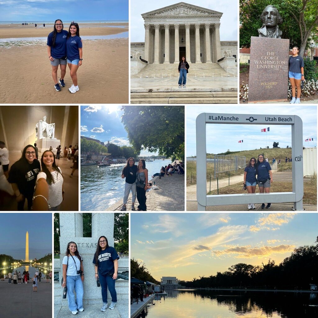 Photo collage of Ms. Perales showing various sites of her travels.