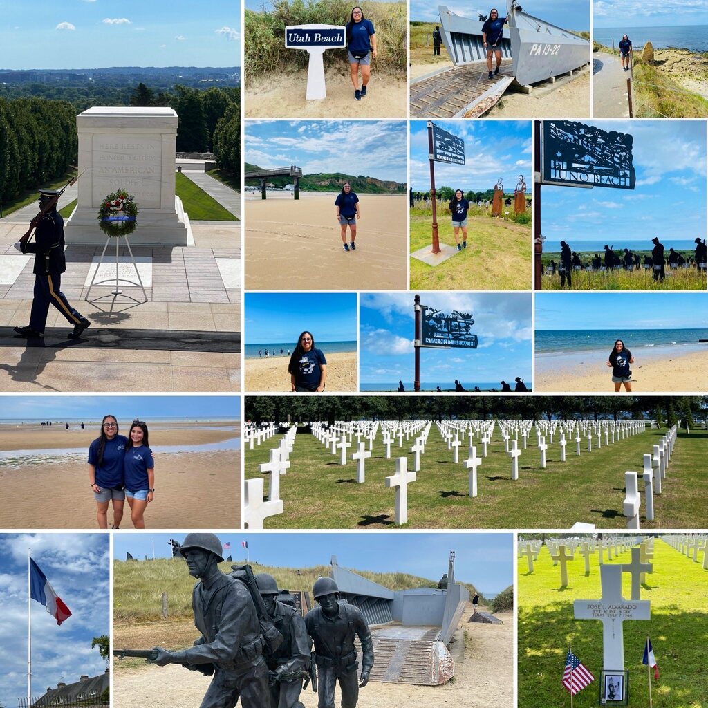 Photo collage of Ms. Perales showing various sites of her travels.