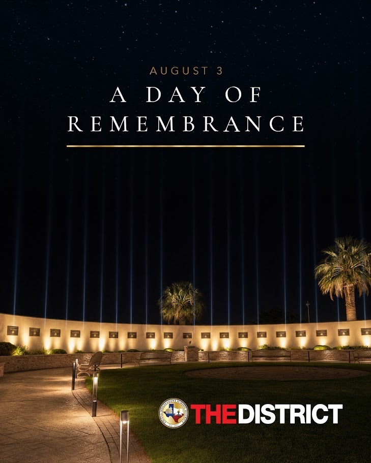 Image of the memorial in El Paso titled a day of remembrance to honor the victims of the August 3rd shooting at the Gateway Walmart.